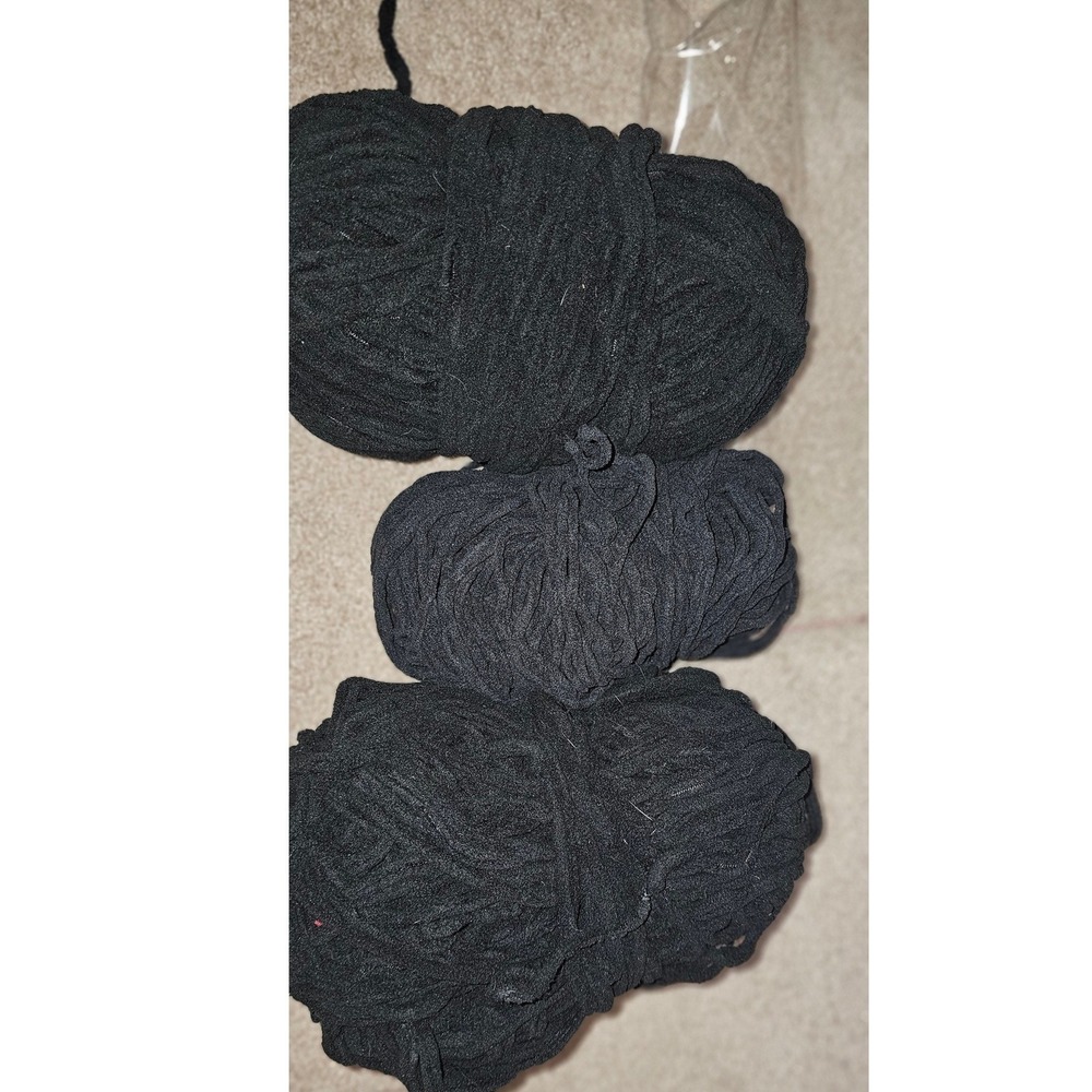 Black T-Shirt Yarn Bundle 3 Skeins‎ Chunky Cotton Fabric Knit Crochet DIY Craft